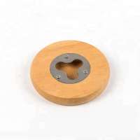 eco friendly magnetic round wood coaster bottle opener